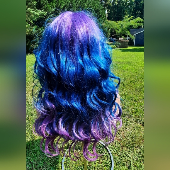 Purple blue ombre Synthetic lace Wig - Picture 2 of 7